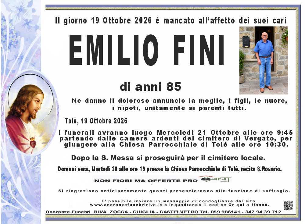 Ci ha lasciato Emilio Fini
