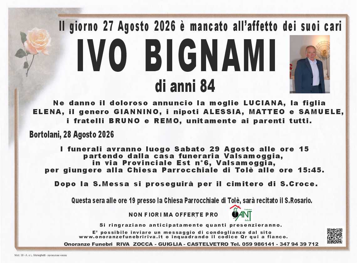 Ci ha lasciato Ivo Bignami