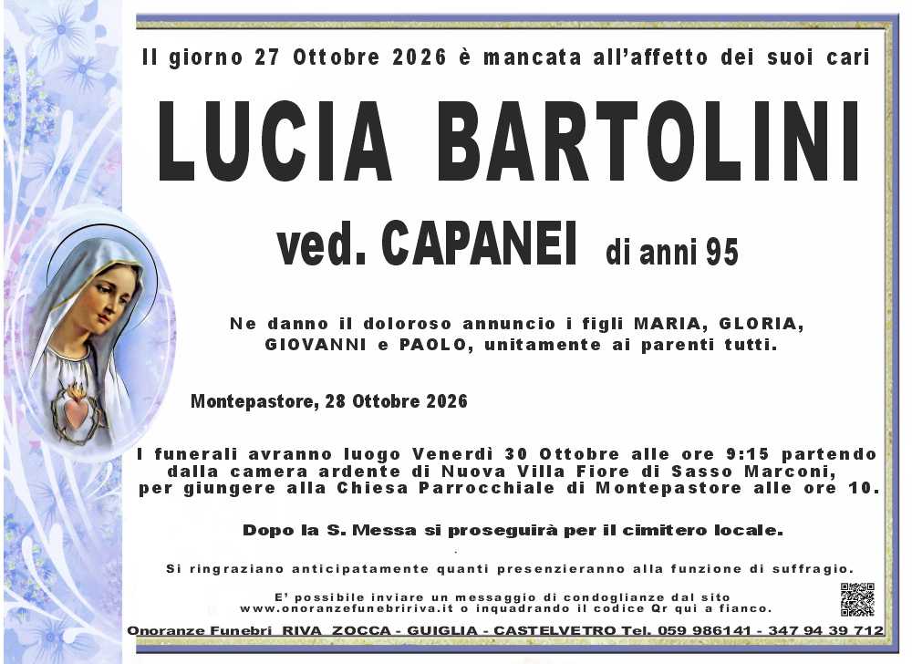 Ci ha lasciato Lucia Bartolini