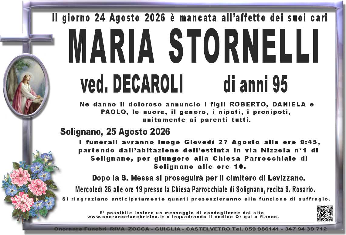 Ci ha lasciato Maria Stornelli
