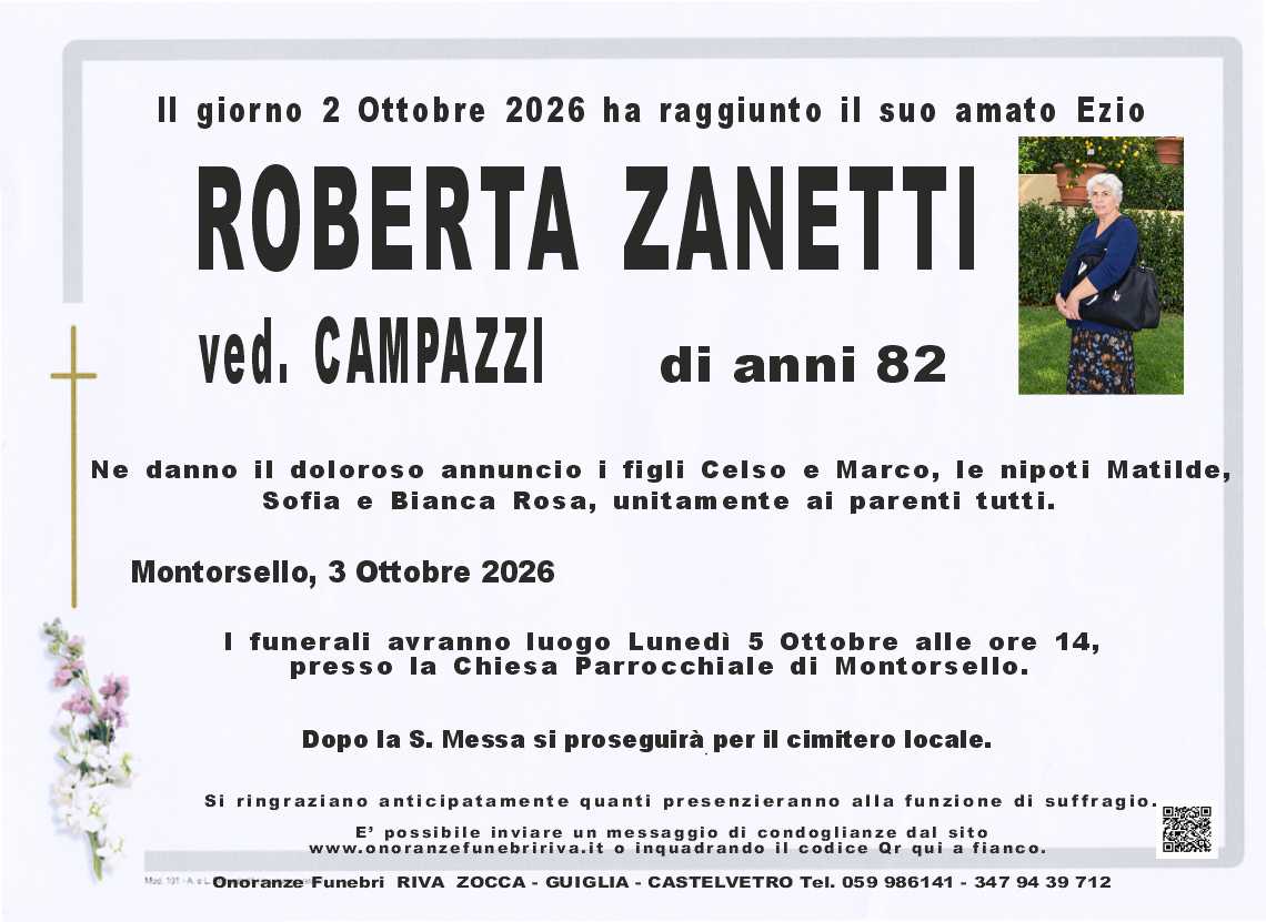 Ci ha lasciato Roberta Zanetti