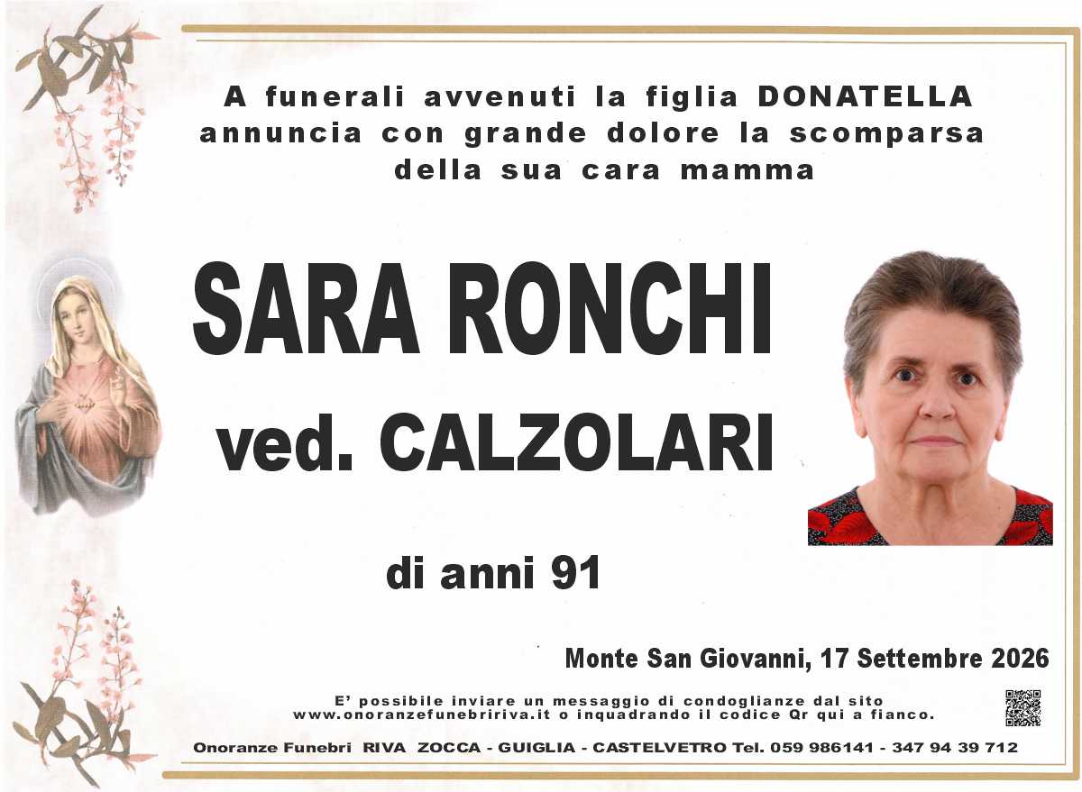 Ci ha lasciato Sara Ronchi