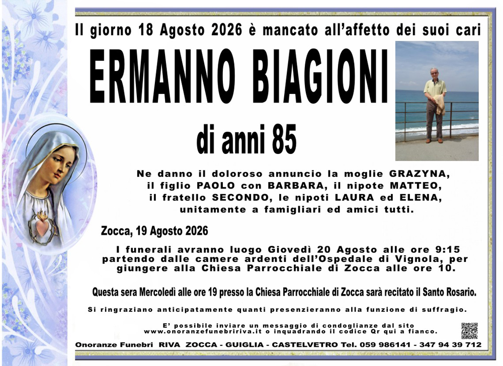 Ci ha lasciato Ermanno Biagioni
