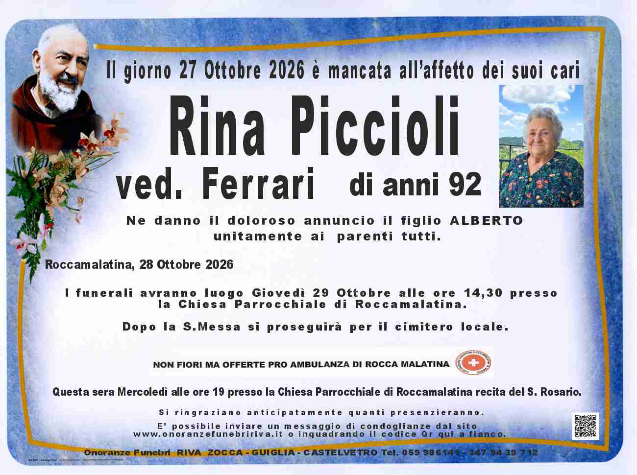Ci ha lasciato Rina Piccioli ved. Ferrari