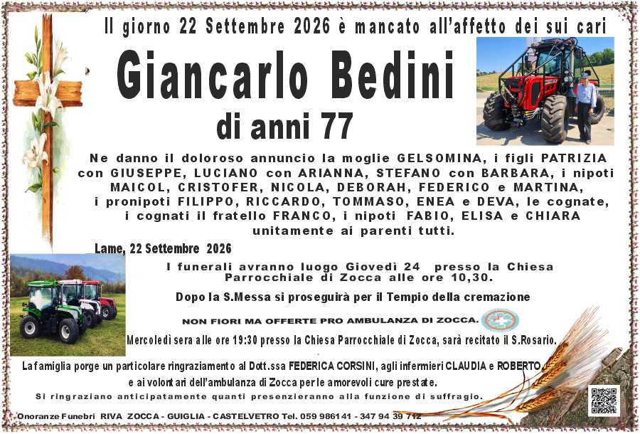 Ci ha lasciato Giancarlo Bedini