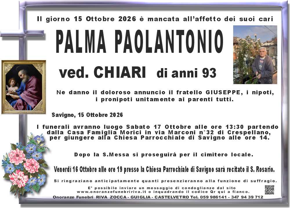 Ci ha lasciato Palma Paolantonio